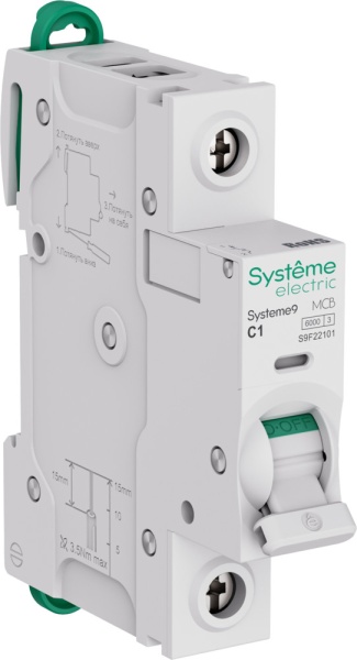 S9F22101 Systeme9 Автоматический выключатель (АВ) C 1A 1P 6kA 230В