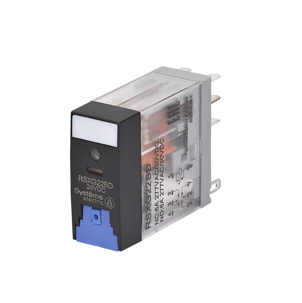 RSXG22BD Реле 8A 2CO 24VDC тест кнопка LED