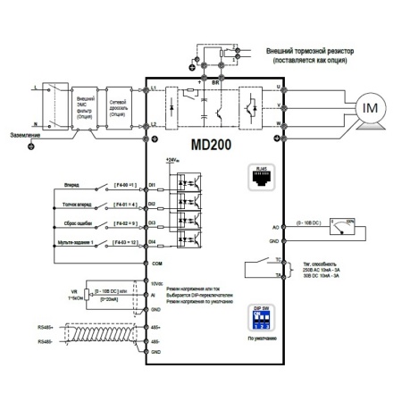 MD200S0.75B | Преобразователь частоты, серия MD200, 0,75 кВт, 4,6 А, перегрузка 150%, 220B, Inovance