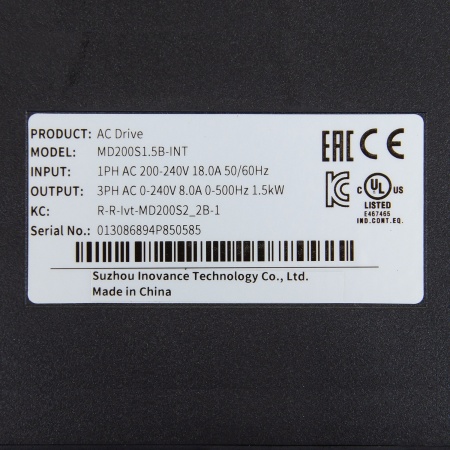 MD200S1.5B | Преобразователь частоты, серия MD200, 1,5 кВт, 8 А, перегрузка 150%, 220B, Inovance